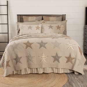 NEW! Beautiful Farmhouse Primitive Star Cotton KING Quilt Set Hand Quilted